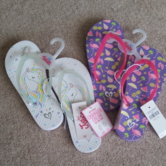 Justice Other - !NEW! Girls Flip Flops- 2 Pack- BUNDLE AND SAVE!